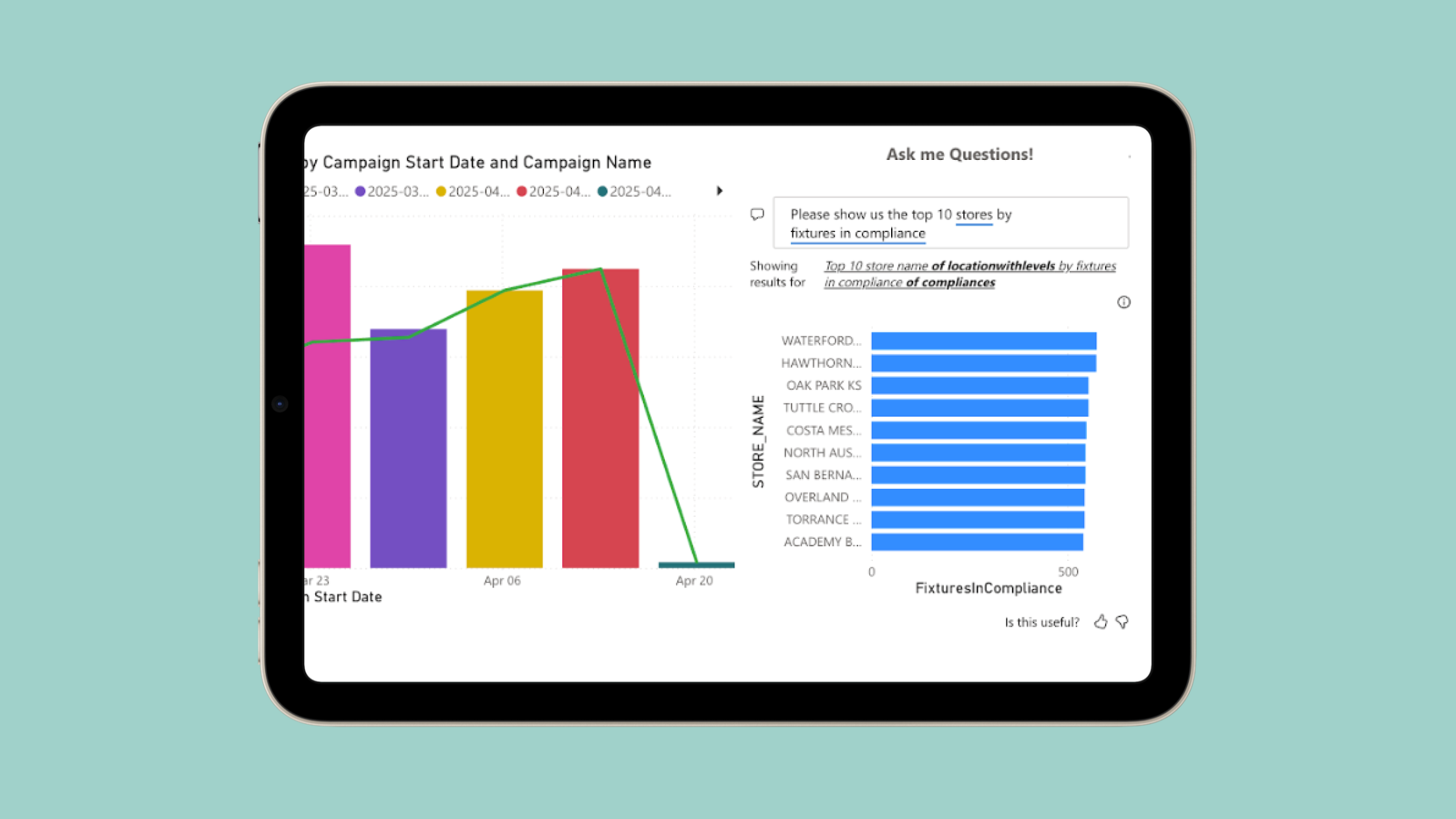 Tablet screen with the new Store Insights